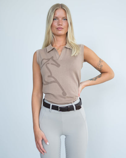 Fager Blair Sleeveless Polo Shirt Latte